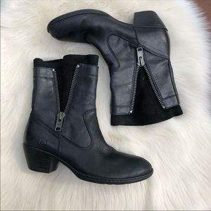 Born Black Leather Zipper Boots